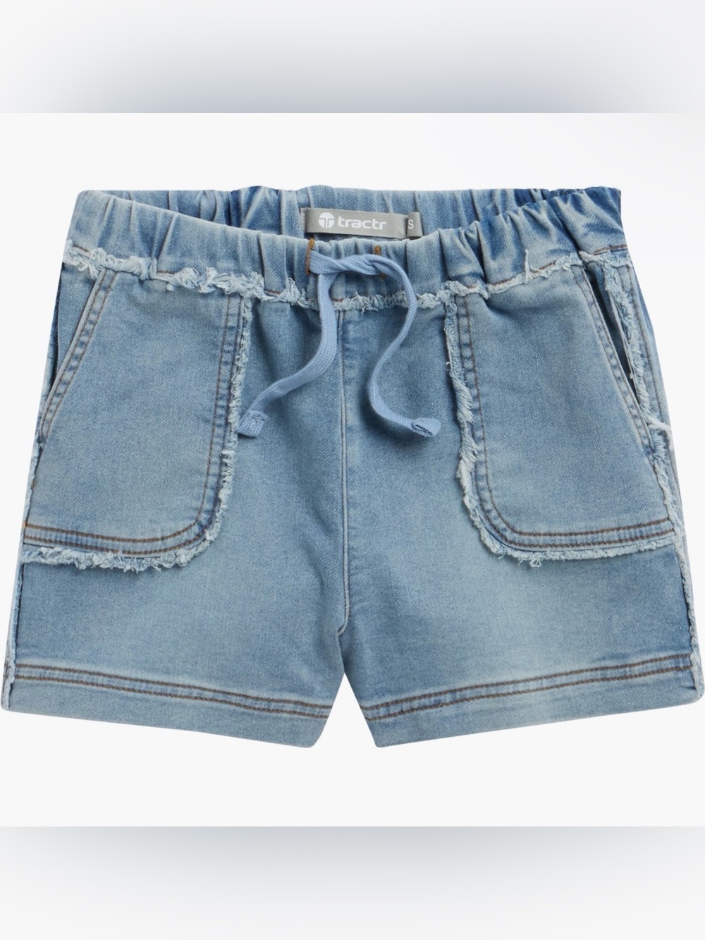 Tractr Light indigo Denim Drawstring Kids Shorts size large. Nwt